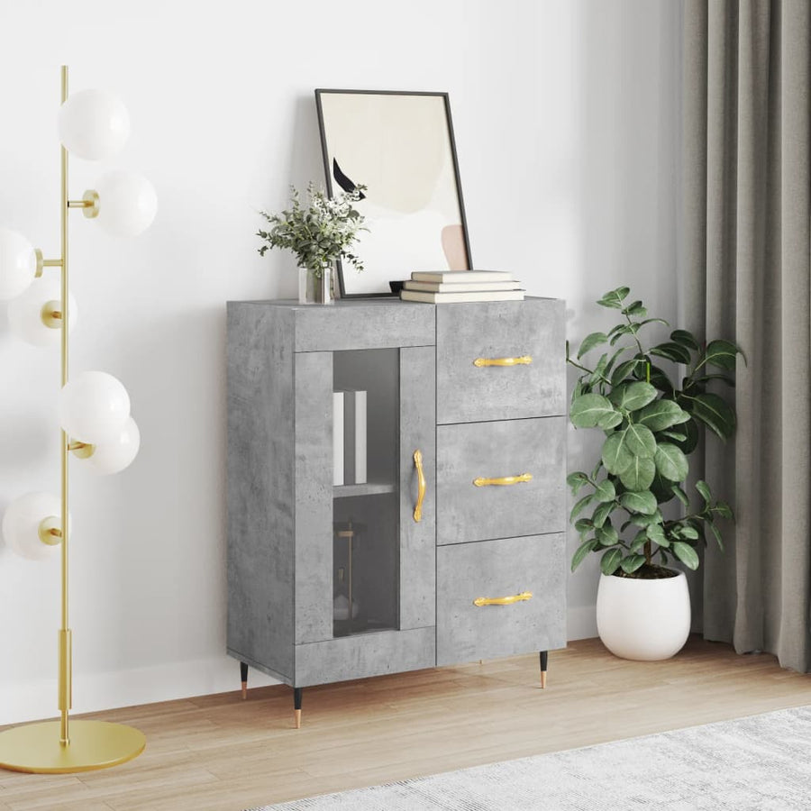 Dressoir 69,5X34X90 Cm Bewerkt Hout Betongrijs