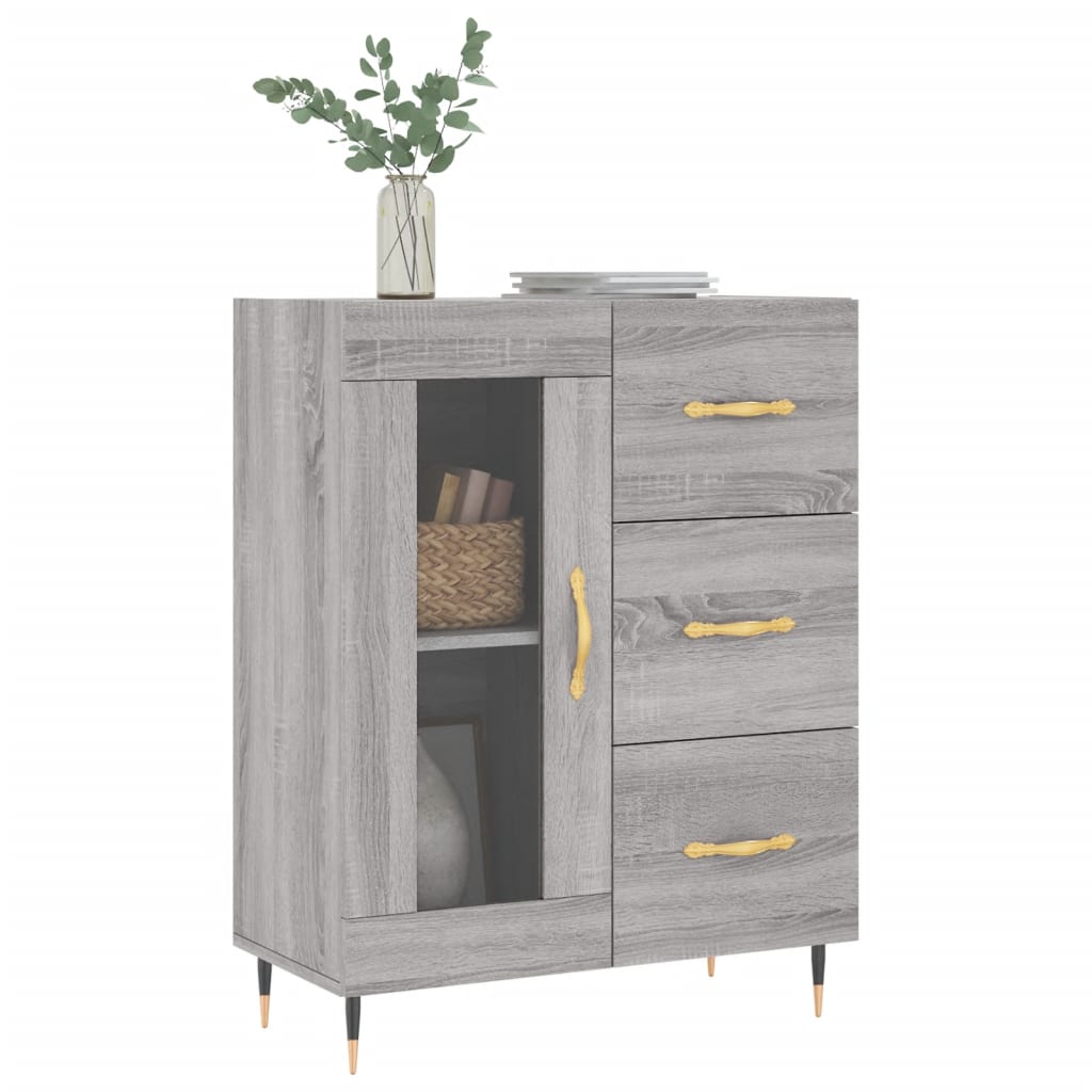 Dressoir 69,5X34X90 Cm Bewerkt Hout Grijs Sonoma Eikenkleurig