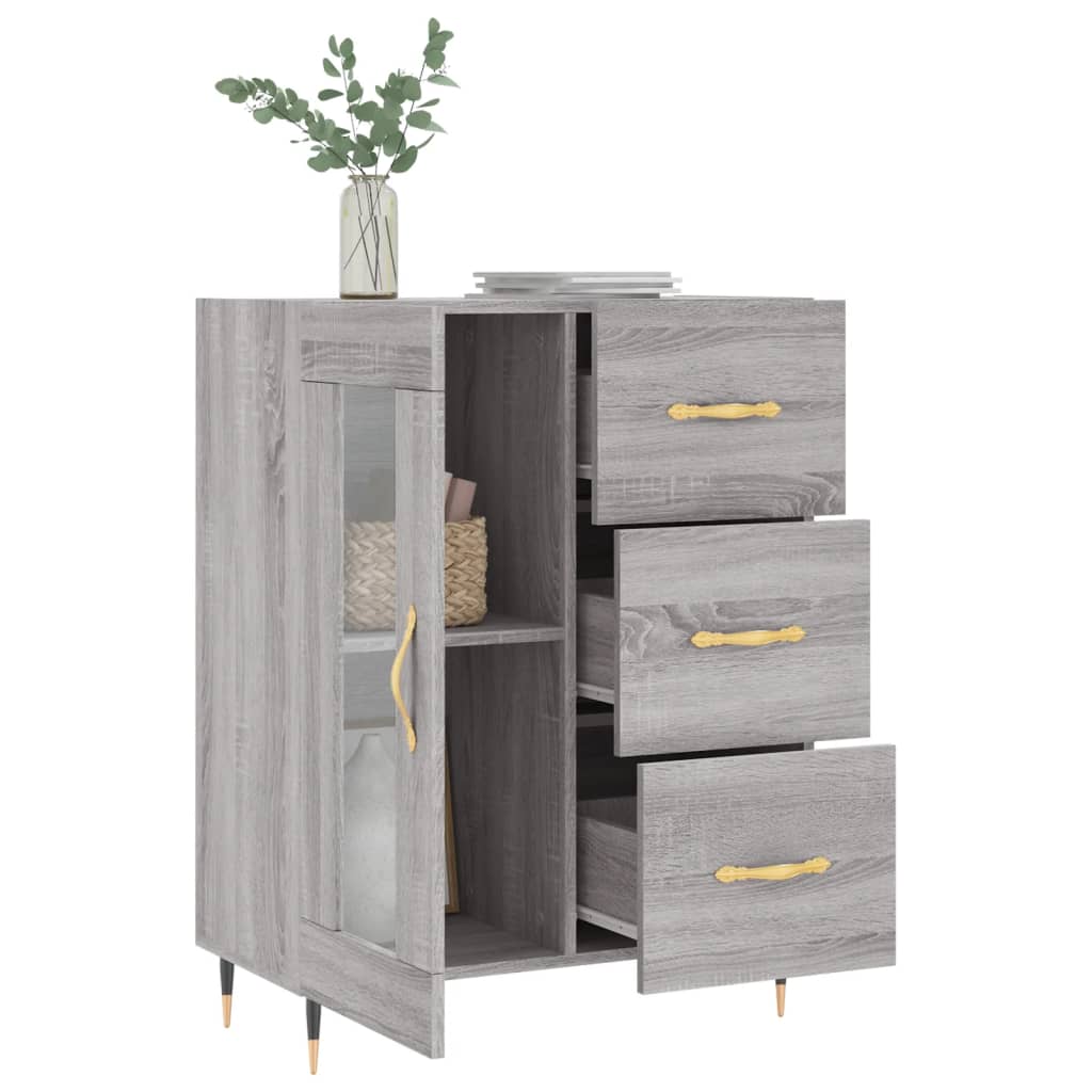 Dressoir 69,5X34X90 Cm Bewerkt Hout Grijs Sonoma Eikenkleurig