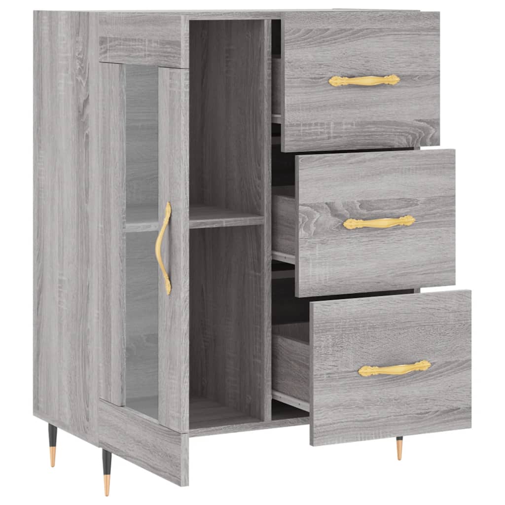 Dressoir 69,5X34X90 Cm Bewerkt Hout Grijs Sonoma Eikenkleurig
