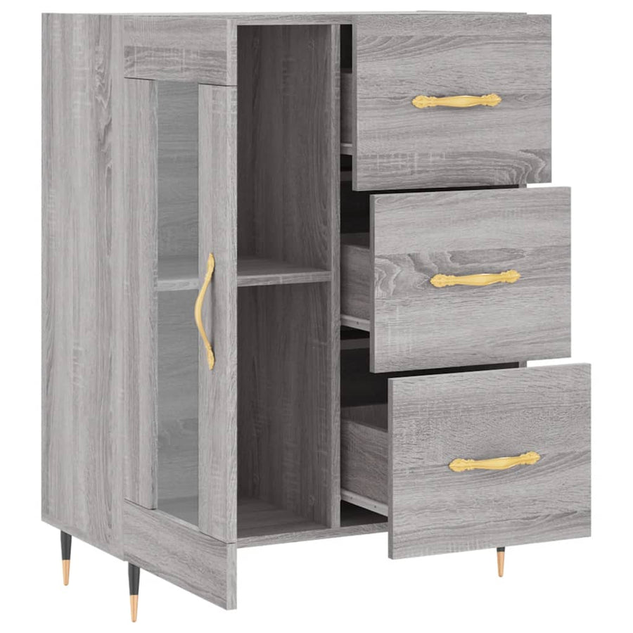 Dressoir 69,5X34X90 Cm Bewerkt Hout Grijs Sonoma Eikenkleurig