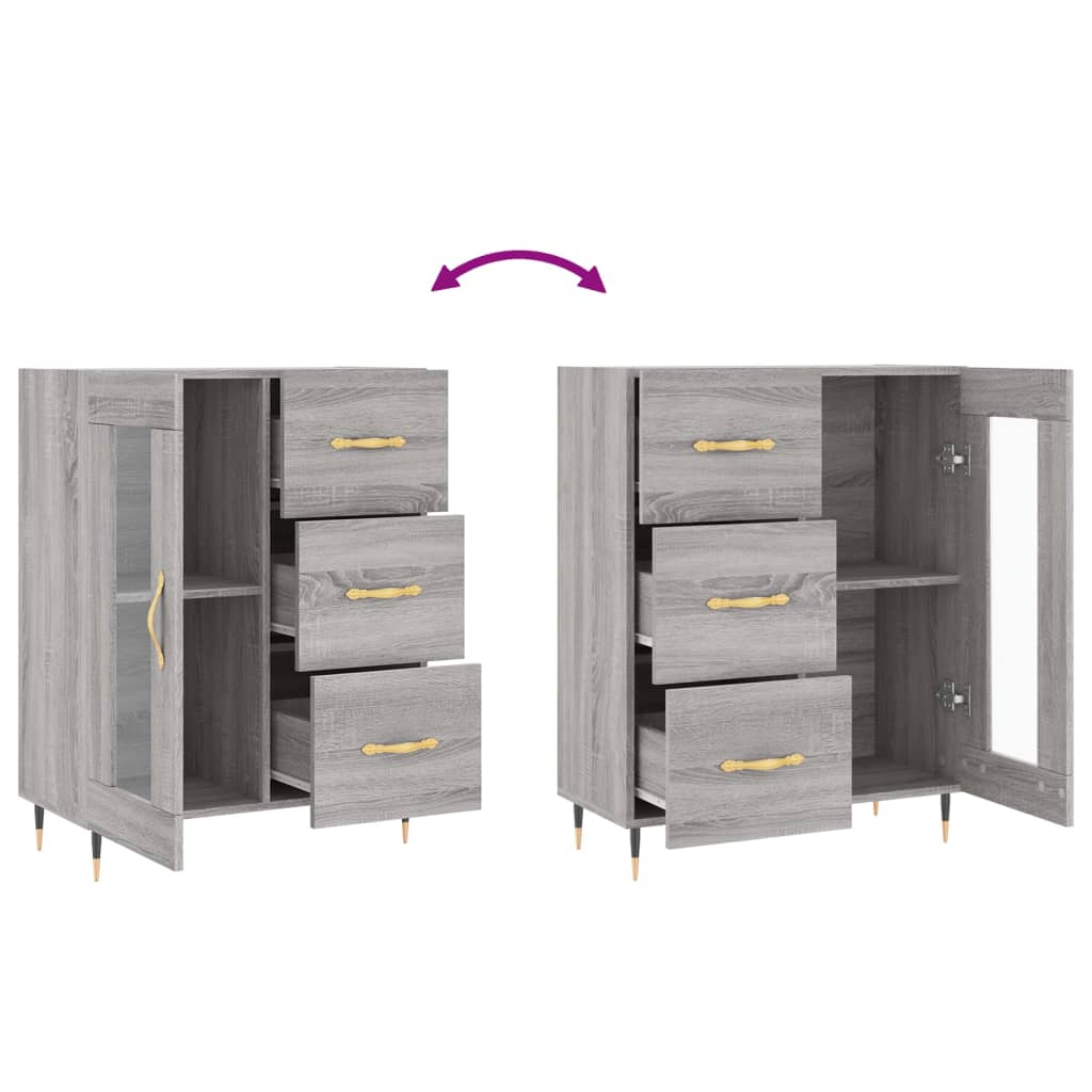 Dressoir 69,5X34X90 Cm Bewerkt Hout Grijs Sonoma Eikenkleurig
