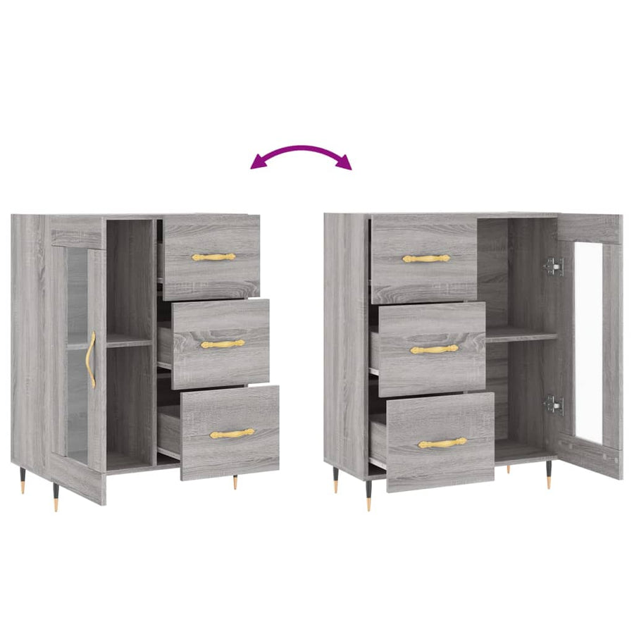 Dressoir 69,5X34X90 Cm Bewerkt Hout Grijs Sonoma Eikenkleurig