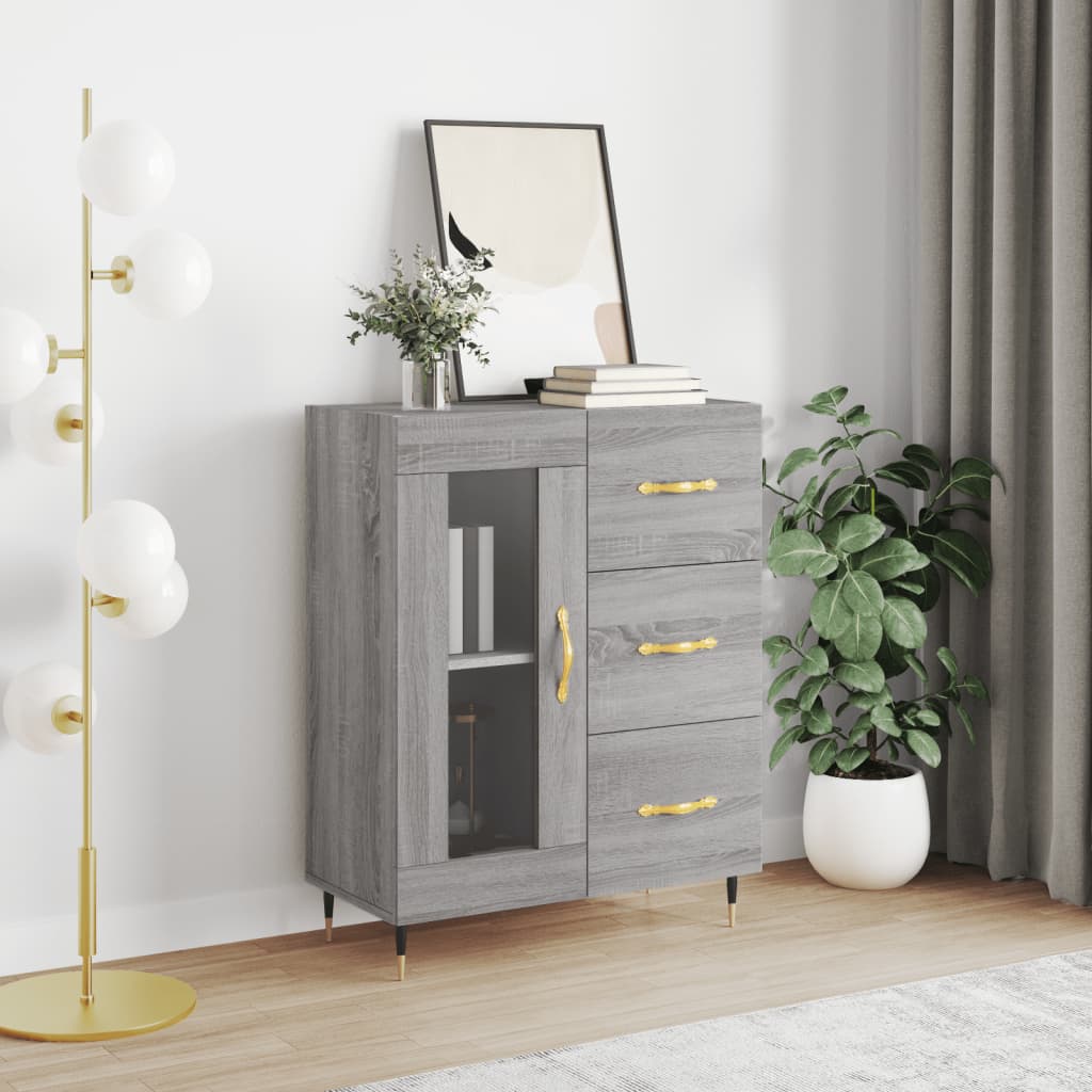 Dressoir 69,5X34X90 Cm Bewerkt Hout Grijs Sonoma Eikenkleurig