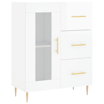 Dressoir 69,5X34X90 Cm Bewerkt Hout Hoogglans Wit