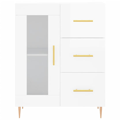 Dressoir 69,5X34X90 Cm Bewerkt Hout Hoogglans Wit