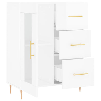 Dressoir 69,5X34X90 Cm Bewerkt Hout Hoogglans Wit