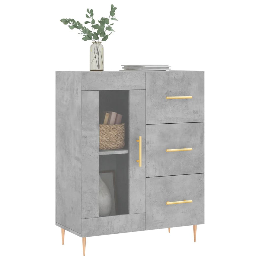 Dressoir 69,5X34X90 Cm Bewerkt Hout Betongrijs