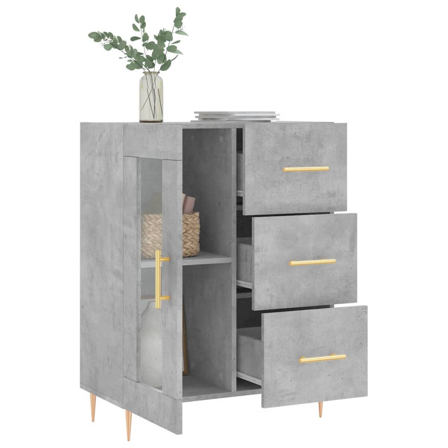 Dressoir 69,5X34X90 Cm Bewerkt Hout Betongrijs