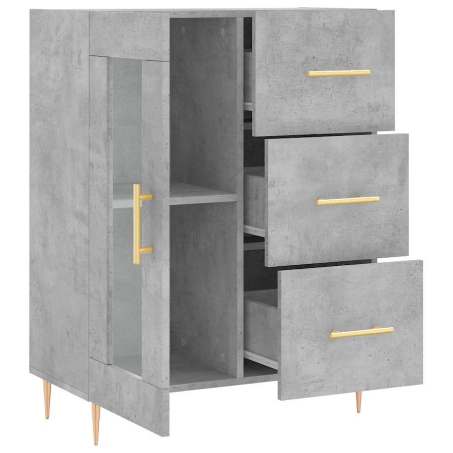 Dressoir 69,5X34X90 Cm Bewerkt Hout Betongrijs