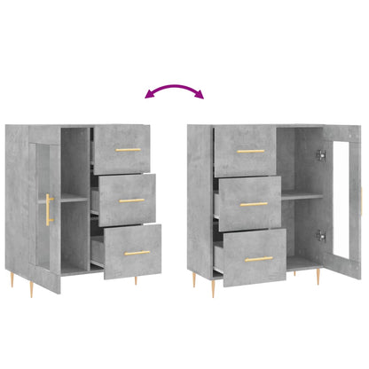 Dressoir 69,5X34X90 Cm Bewerkt Hout Betongrijs