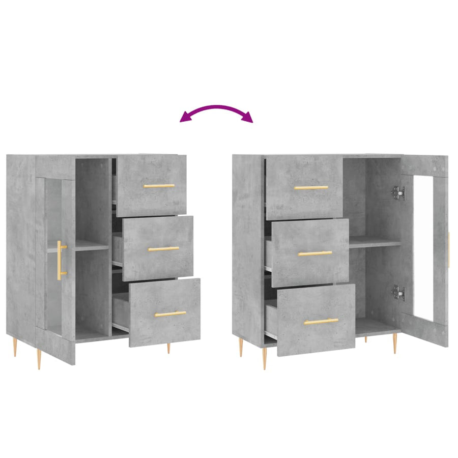 Dressoir 69,5X34X90 Cm Bewerkt Hout Betongrijs