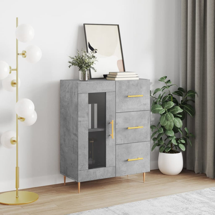 Dressoir 69,5X34X90 Cm Bewerkt Hout Betongrijs