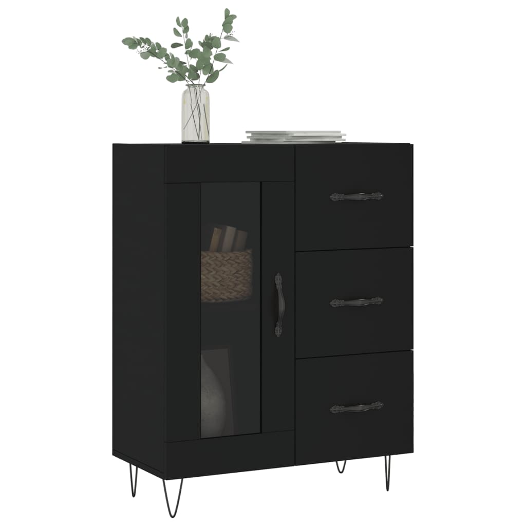 Dressoir 69,5X34X90 Cm Bewerkt Hout Zwart