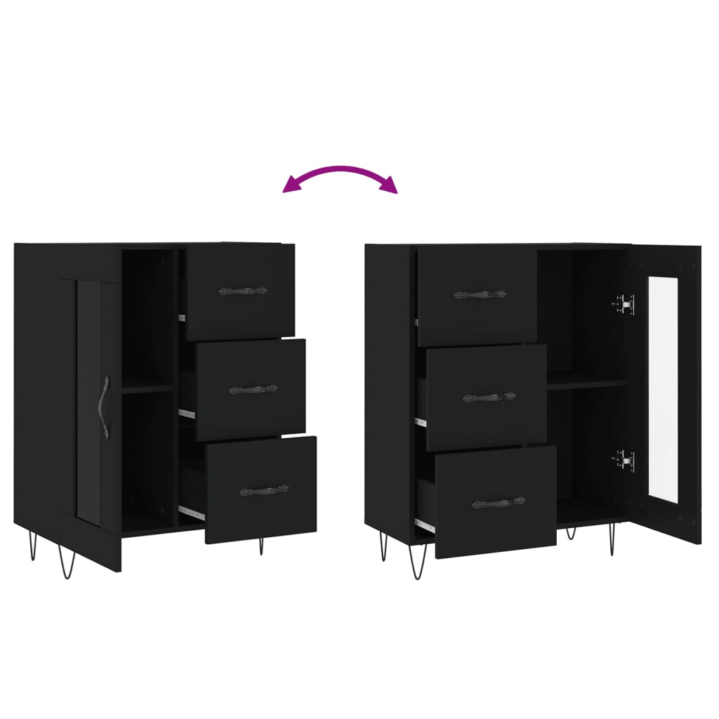 Dressoir 69,5X34X90 Cm Bewerkt Hout Zwart