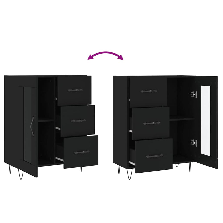 Dressoir 69,5X34X90 Cm Bewerkt Hout Zwart