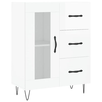 Dressoir 69,5X34X90 Cm Bewerkt Hout Hoogglans Wit