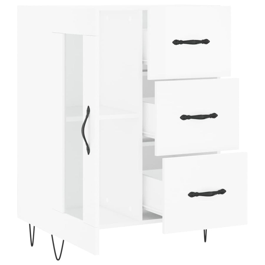 Dressoir 69,5X34X90 Cm Bewerkt Hout Hoogglans Wit