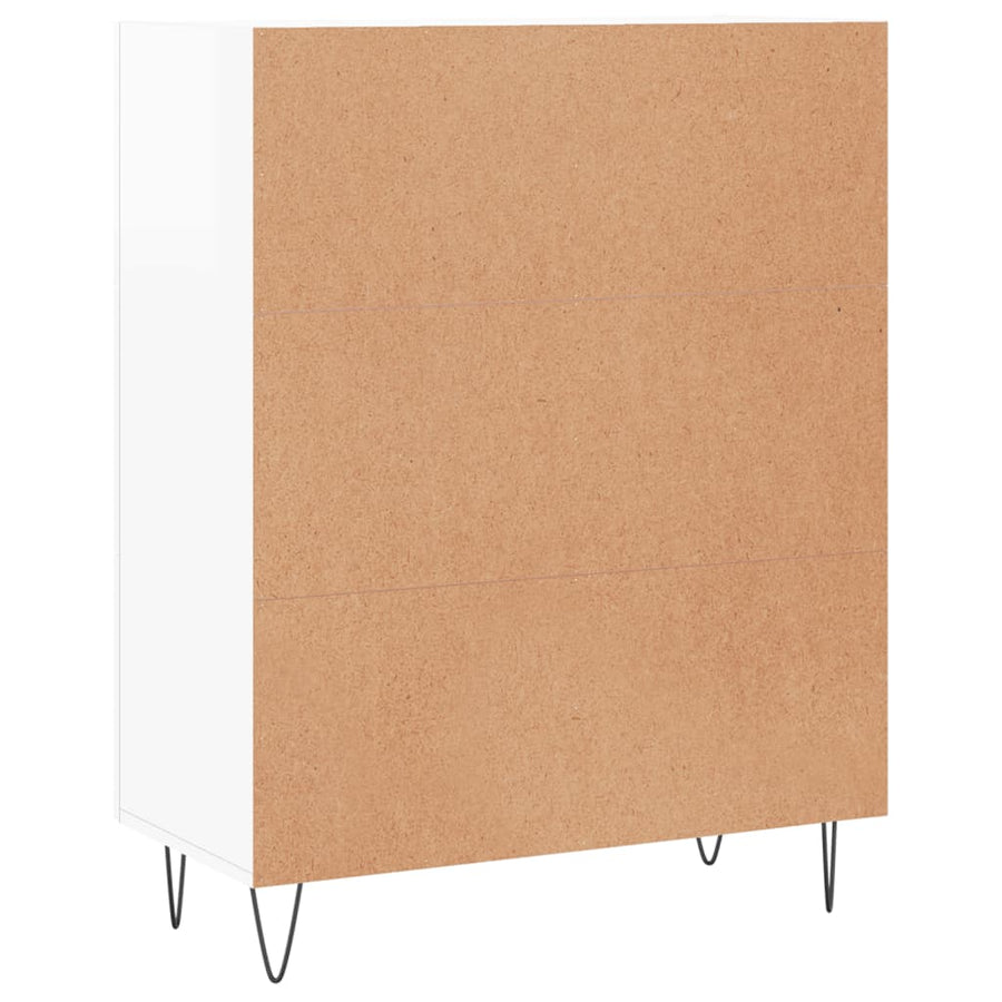 Dressoir 69,5X34X90 Cm Bewerkt Hout Hoogglans Wit