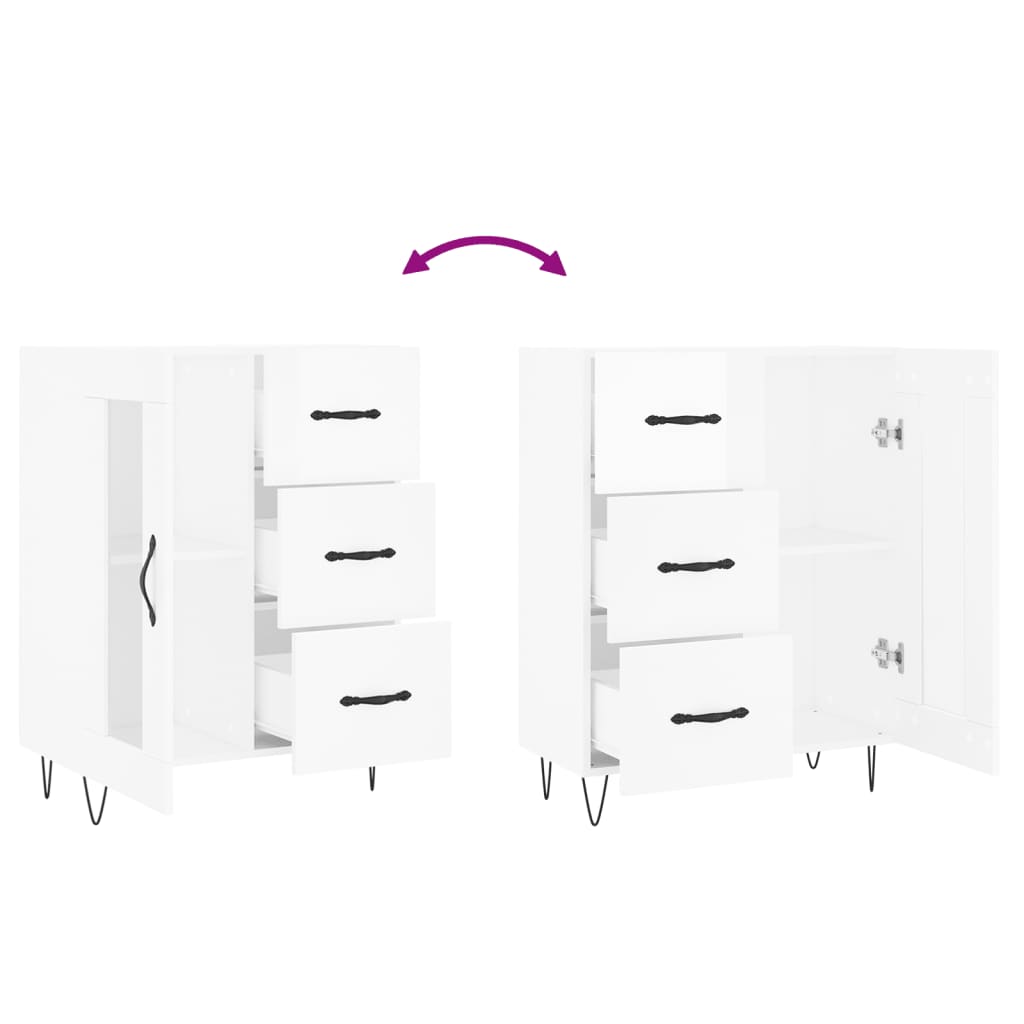 Dressoir 69,5X34X90 Cm Bewerkt Hout Hoogglans Wit