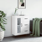 Sideboard 69.5x34x90 cm treated wood high gloss white