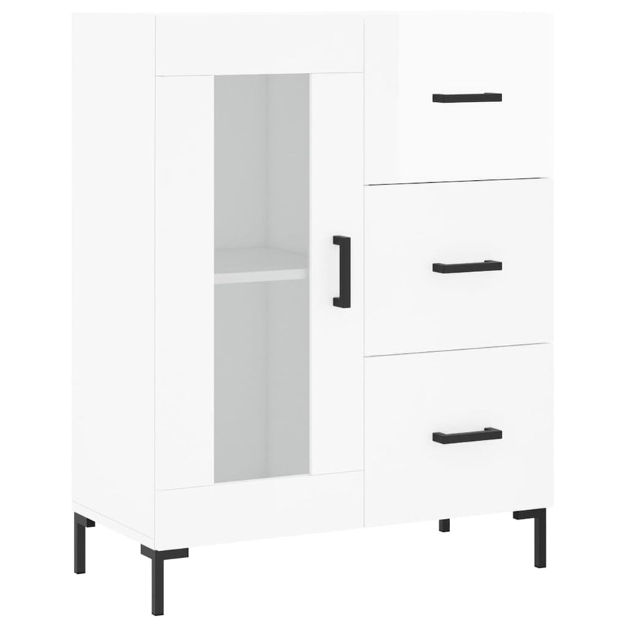 Dressoir 69,5X34X90 Cm Bewerkt Hout Hoogglans Wit