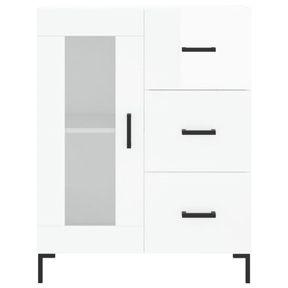 Dressoir 69,5X34X90 Cm Bewerkt Hout Hoogglans Wit