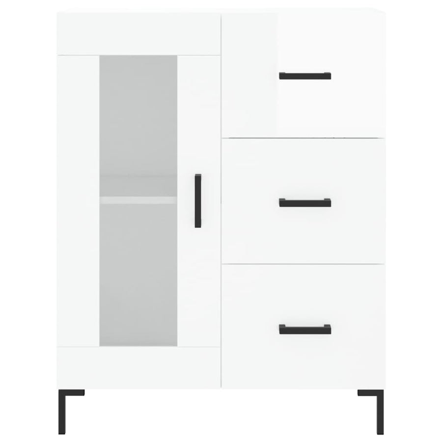 Dressoir 69,5X34X90 Cm Bewerkt Hout Hoogglans Wit