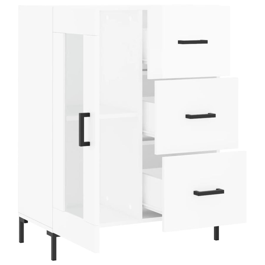 Dressoir 69,5X34X90 Cm Bewerkt Hout Hoogglans Wit