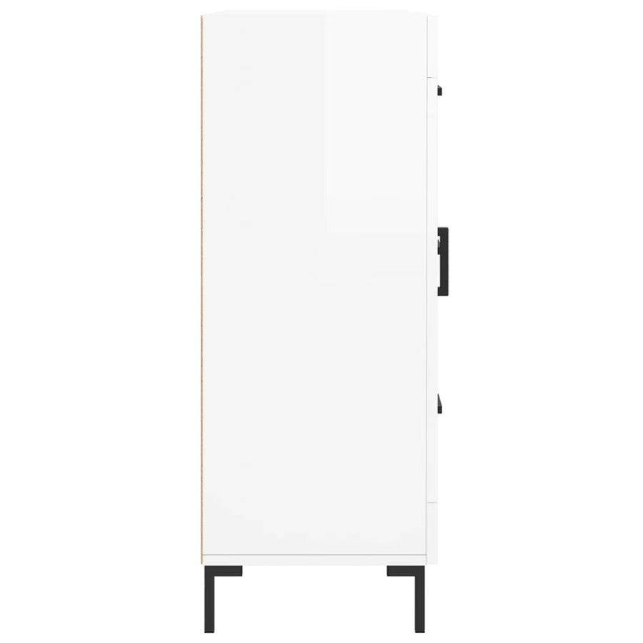 Dressoir 69,5X34X90 Cm Bewerkt Hout Hoogglans Wit