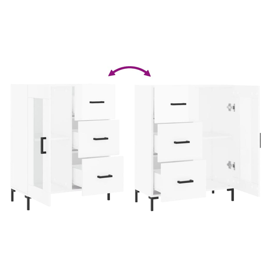 Dressoir 69,5X34X90 Cm Bewerkt Hout Hoogglans Wit