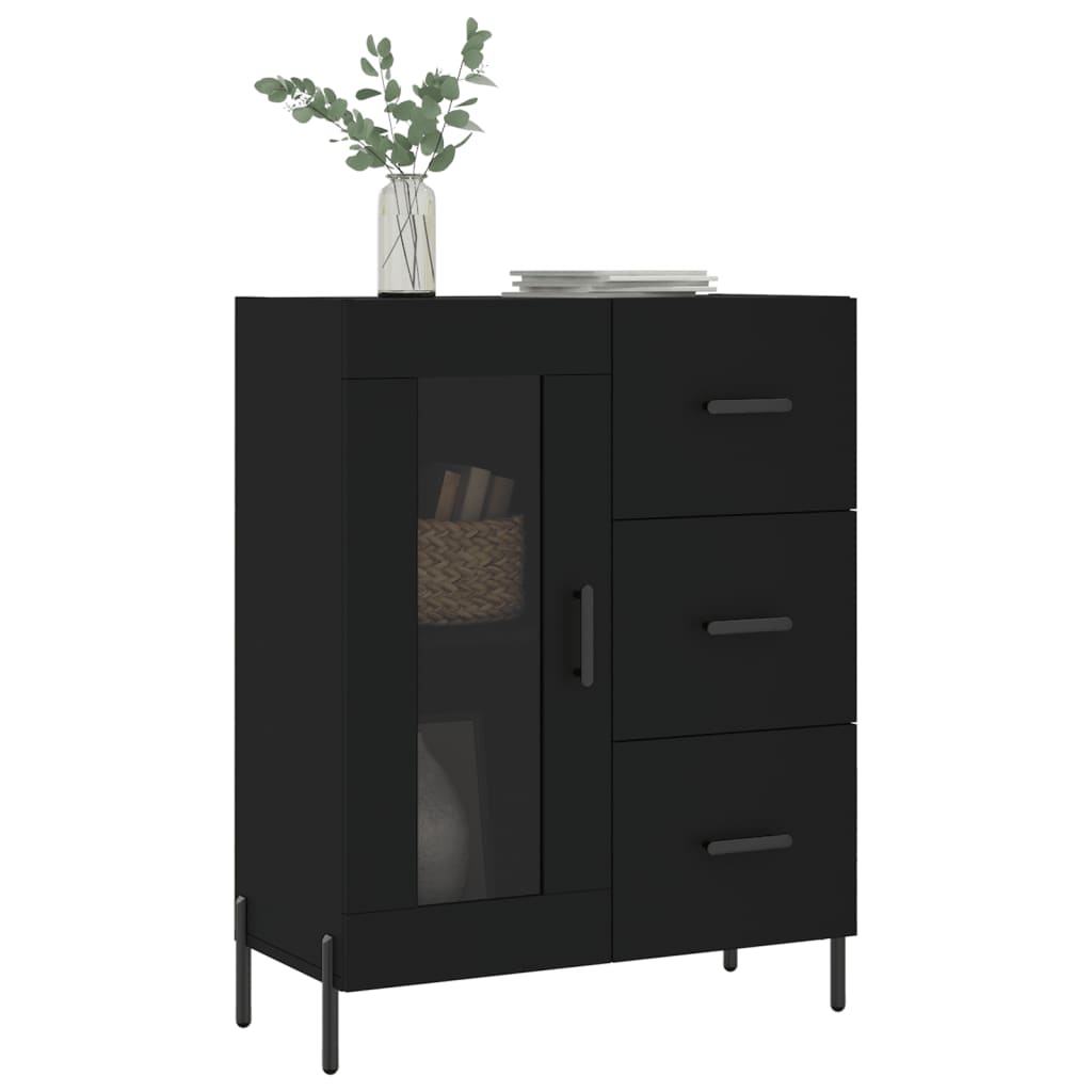 Dressoir 69,5X34X90 Cm Bewerkt Hout Zwart