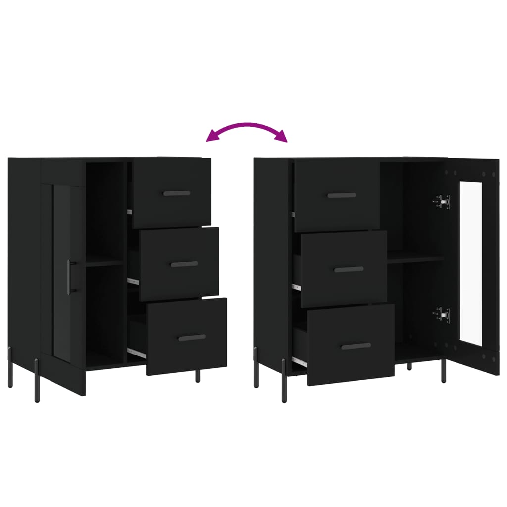 Dressoir 69,5X34X90 Cm Bewerkt Hout Zwart