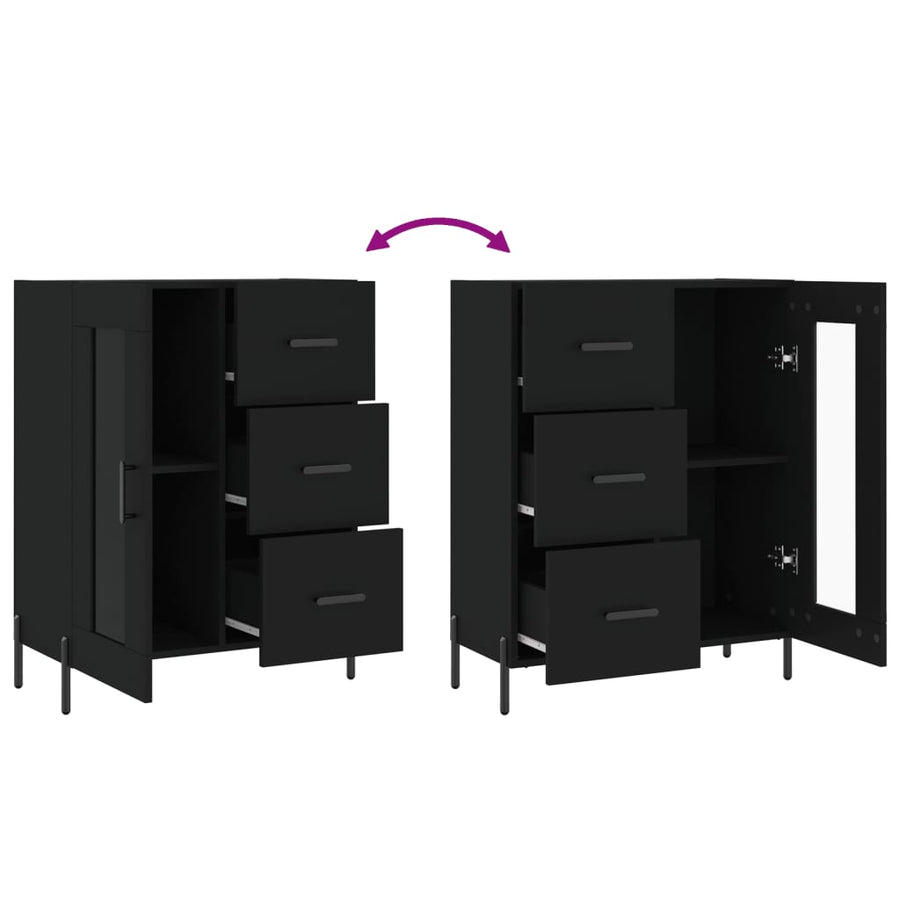 Dressoir 69,5X34X90 Cm Bewerkt Hout Zwart