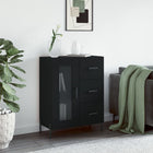 Sideboard 69.5x34x90 cm carved wood black