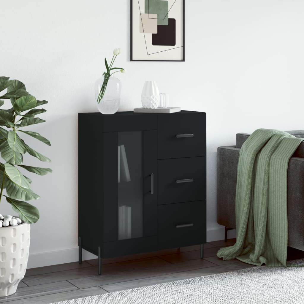 Dressoir 69,5X34X90 Cm Bewerkt Hout Zwart
