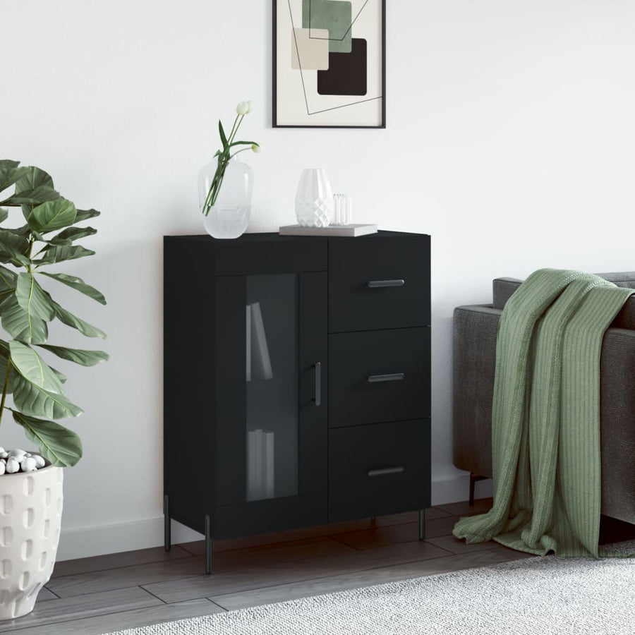 Dressoir 69,5X34X90 Cm Bewerkt Hout Zwart