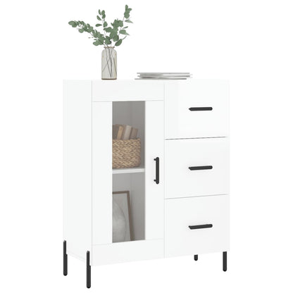 Dressoir 69,5X34X90 Cm Bewerkt Hout Hoogglans Wit
