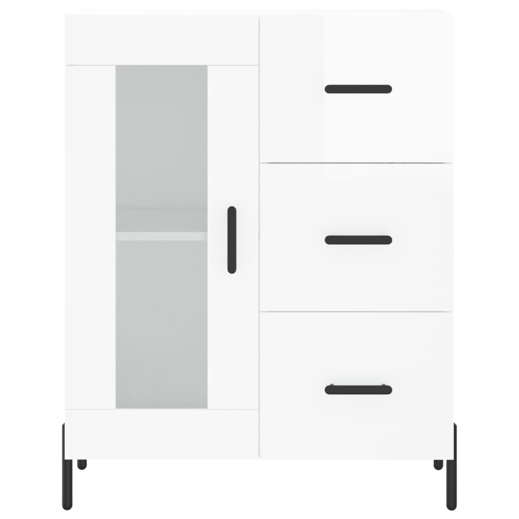 Dressoir 69,5X34X90 Cm Bewerkt Hout Hoogglans Wit