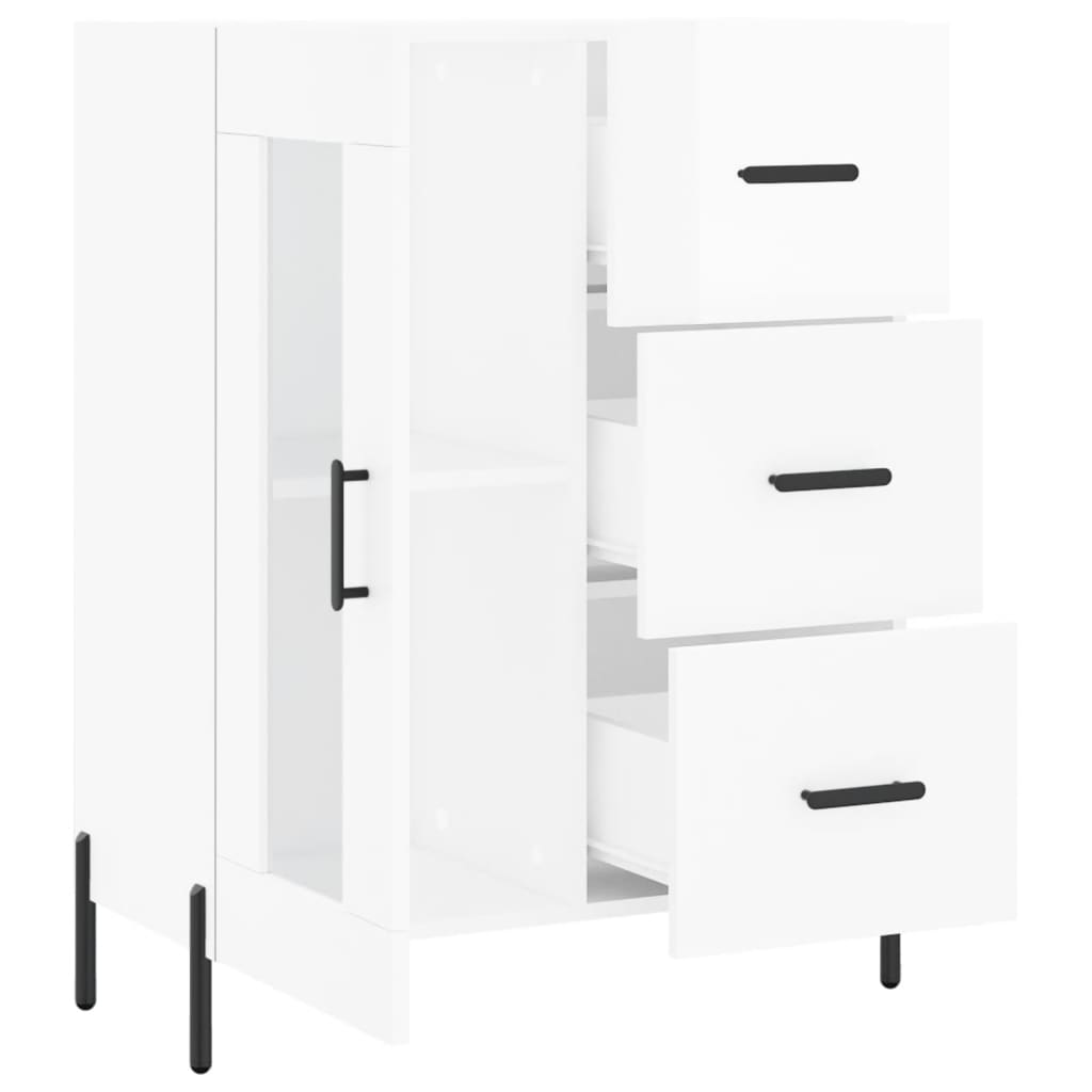 Dressoir 69,5X34X90 Cm Bewerkt Hout Hoogglans Wit