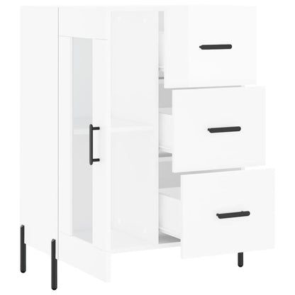 Dressoir 69,5X34X90 Cm Bewerkt Hout Hoogglans Wit