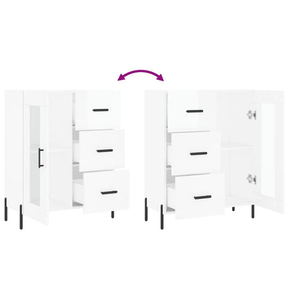 Dressoir 69,5X34X90 Cm Bewerkt Hout Hoogglans Wit