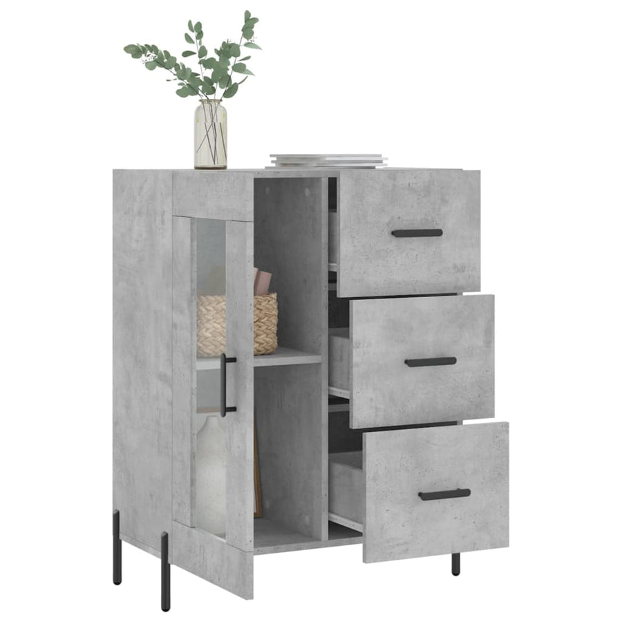 Dressoir 69,5X34X90 Cm Bewerkt Hout Betongrijs