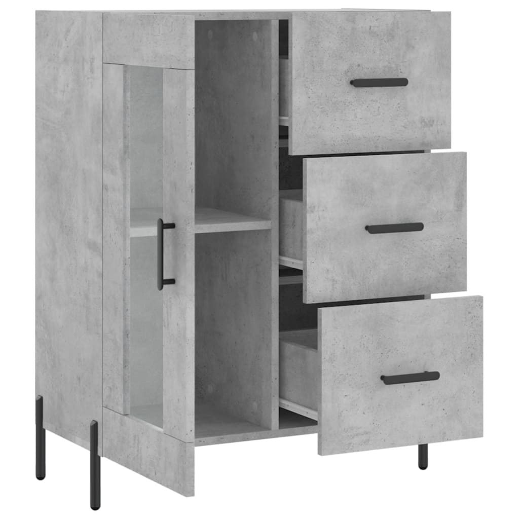 Dressoir 69,5X34X90 Cm Bewerkt Hout Betongrijs