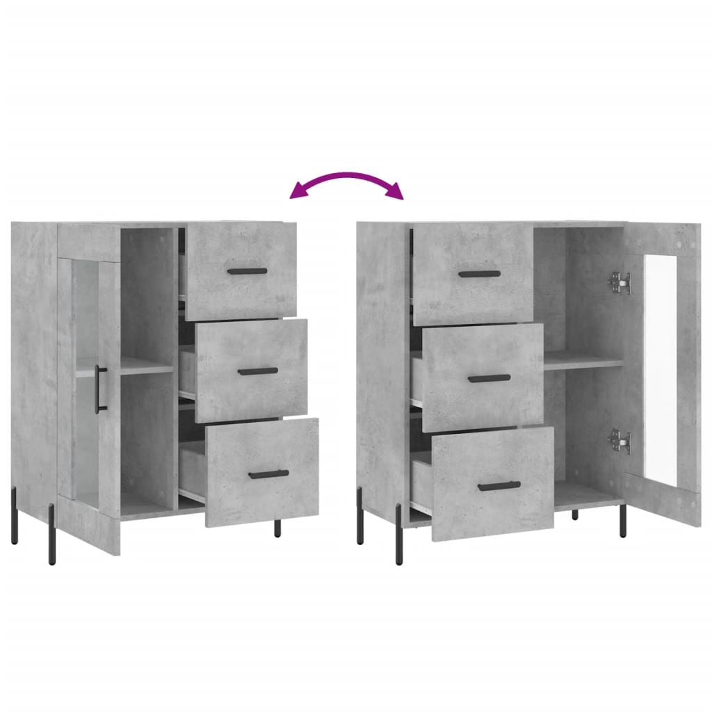 Dressoir 69,5X34X90 Cm Bewerkt Hout Betongrijs