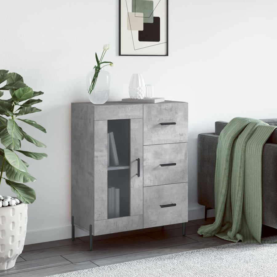 Dressoir 69,5X34X90 Cm Bewerkt Hout Betongrijs