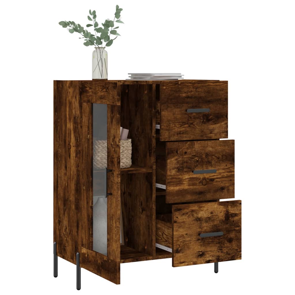 Dressoir 69,5X34X90 Cm Bewerkt Hout Gerookt Eikenkleurig