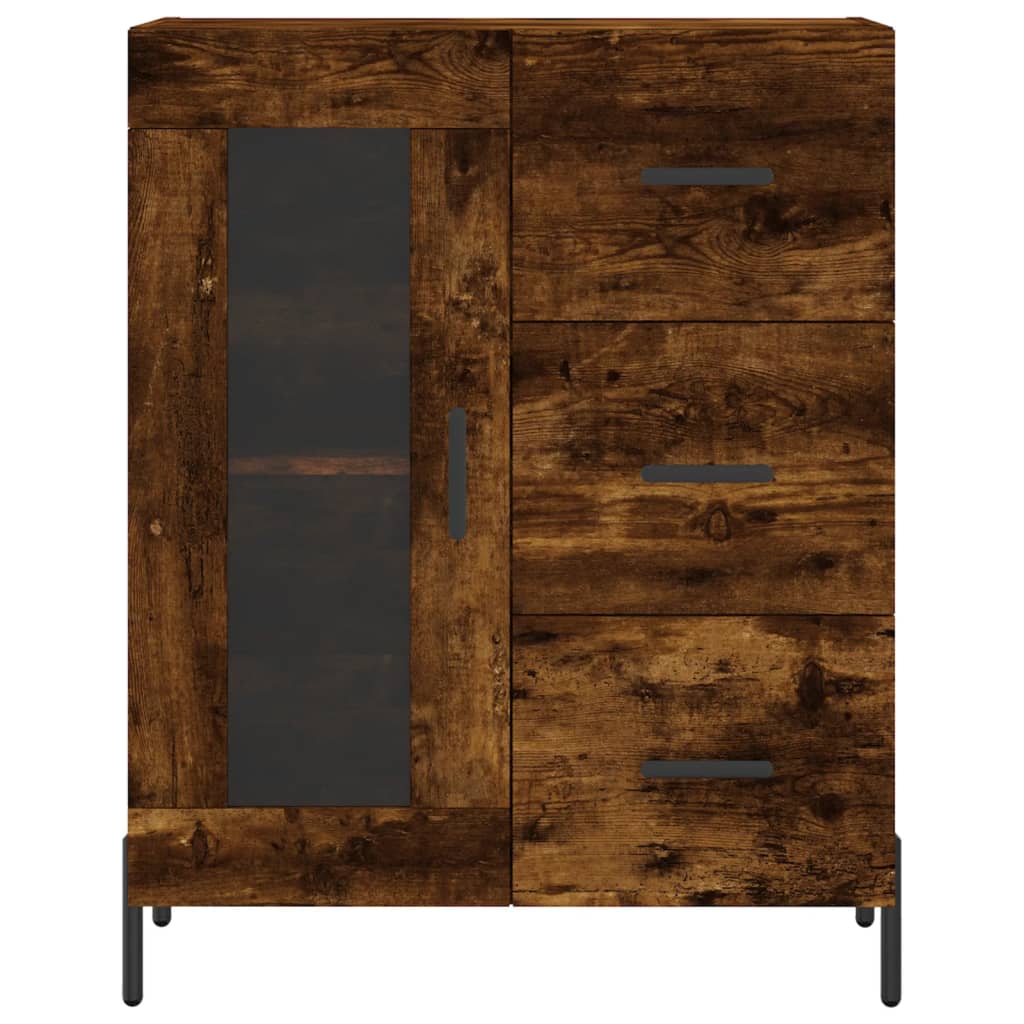 Dressoir 69,5X34X90 Cm Bewerkt Hout Gerookt Eikenkleurig