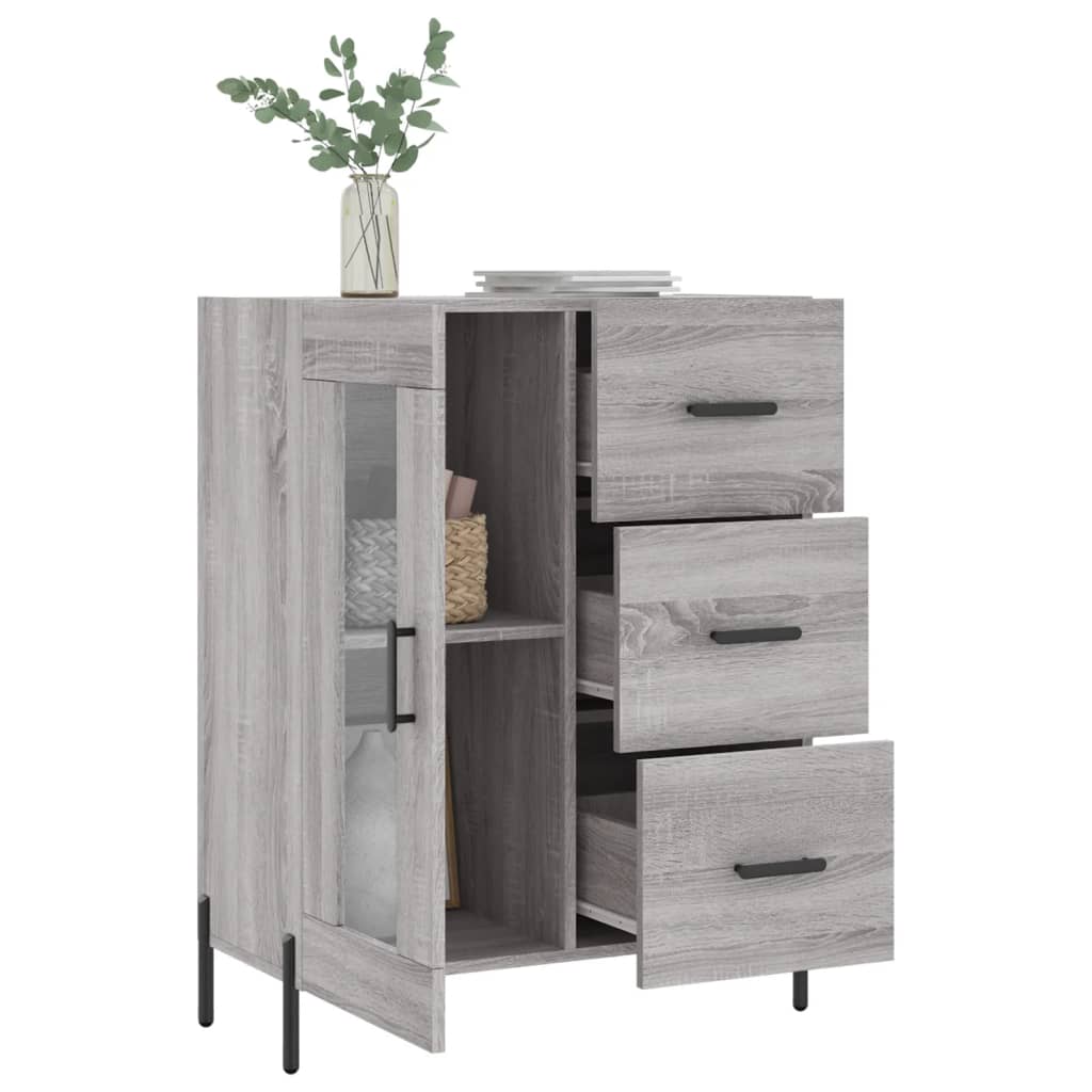 Dressoir 69,5X34X90 Cm Bewerkt Hout Grijs Sonoma Eikenkleurig