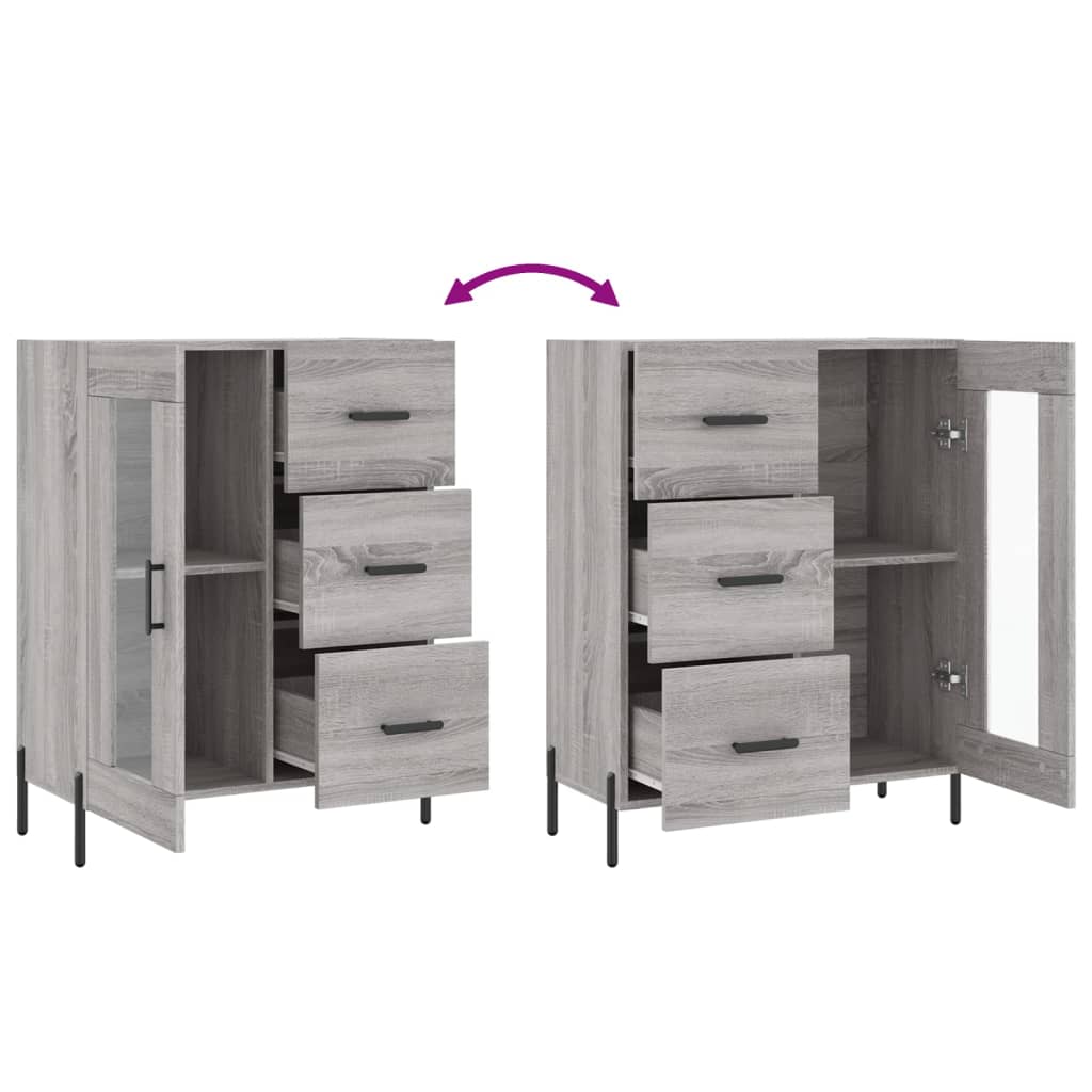 Dressoir 69,5X34X90 Cm Bewerkt Hout Grijs Sonoma Eikenkleurig